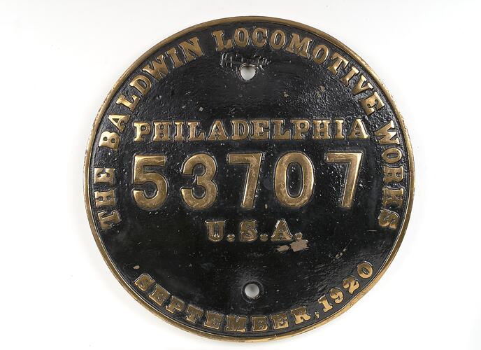 Locomotive Builders Plate - Baldwin Locomotive Works, Philadelphia, USA, 1920