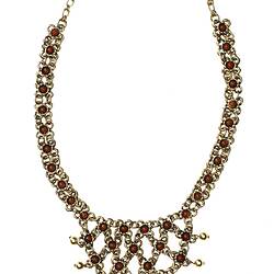 Necklace - Gold Metal & Red Detailing, Bernice Kopple, circa 1960s-1970s