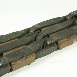 Metal chain with square links. Detail.