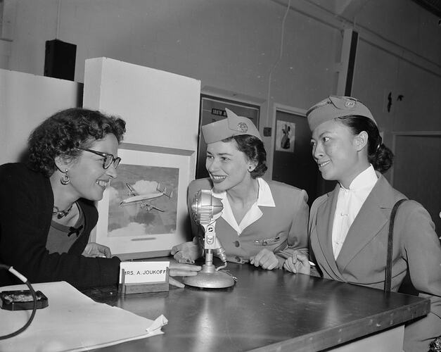 Flight Attendants and Staff, Essendon Airport, Victoria, 1956