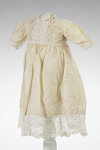Dress - Child's, Cream Silk & Lace, Synthetic, circa 1940-1970