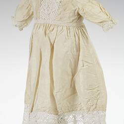 Dress - Child's, Cream Silk & Lace, Synthetic, circa 1940-1970