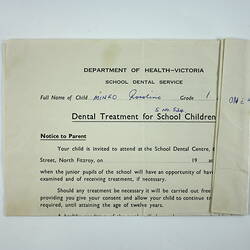 Folded dental treatment order.
