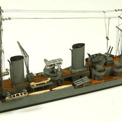 Naval ship with two masts, detail of deck.