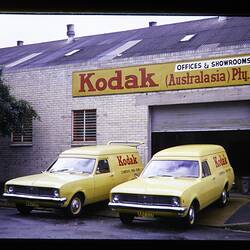 Kodak Australasia Pty Ltd, Two Yellow Delivery Vehicles in Loading Dock, circa1970s