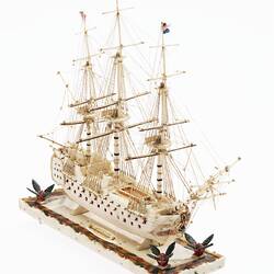 White ship model made from bone.
