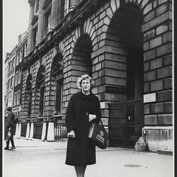 Photograph - Shelagh Philpott (Bannister) Outside Somerset House, London, 10 Sep 1965