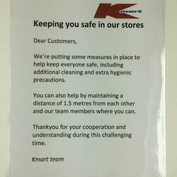 Notice - 'Keeping You Safe', Kmart, Melbourne, Mar 2020