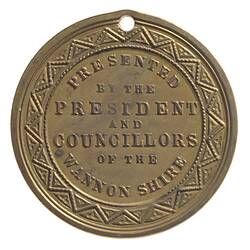 Medal - Jubilee of Queen Victoria, Wannon Shire, Victoria, Australia, 1887
