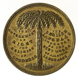 Medal - Federation of the World, the Government of Right, Cole's Book Arcade, Victoria, Australia, circa 1885