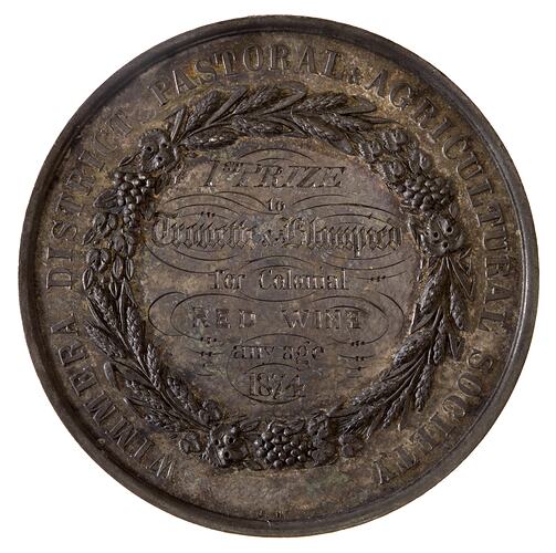 Medal - Wimmera and District Pastoral and Agricultural Society Silver Prize, 1874 AD