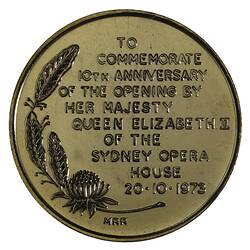 Medal - Sydney Opera House 10th Anniversary, 1983 AD