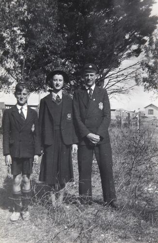 Theo, Hendrika & Bill Perdon Wearing School Uniforms, Keon Park, Melbourne, circa 1953