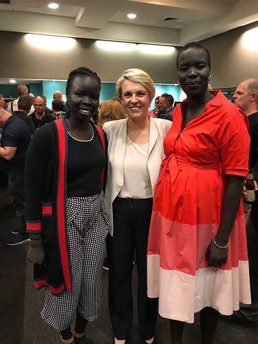 Nyadol Nyuon, Federal Shadow Education Minister Tanya Plibersek & Nyathia Nyuon, ABC Studio, Sydney, 10 Dec 2019