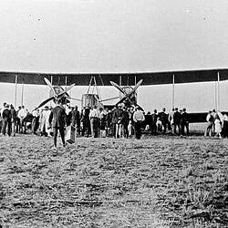 Negative - Crowd Around the Vickers Vimy Aircraft Flown from England by Sir Keith Smith, 'Portland Downs' Station, Isisford District, Queensland, 1920