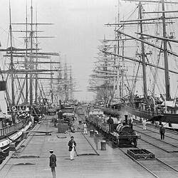 Negative - Sailing Ships Moored at Sandridge Railway Pier, Port Melbourne, Victoria, circa 1880