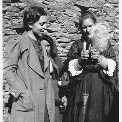 Digital Photograph - Iole Crovetti Marino's Grandmother Rafaella Gioi, Spinning Wool, Belvi, Sardinia, Italy, circa 1940