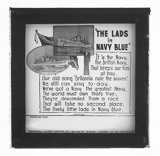 Lantern Slide - 'The Lads in Navy Blue'
