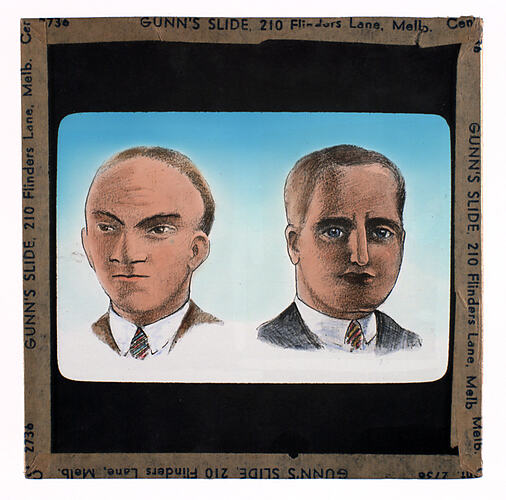 Lantern Slide - Universal Opportunity League. Two Male Heads