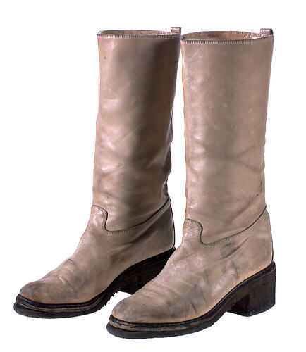 Pair of Boots - Beige Leather