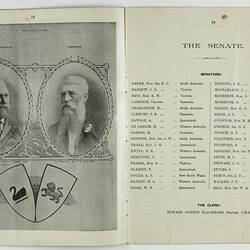 Printed double page of booklet,  in black and white with black and white photographs and illustrations.