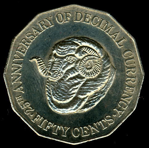 50 Cents, 25th Anniversary of Decimal Currency, Australia - Coin