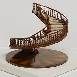 Model of a spiral wooden staircase.
