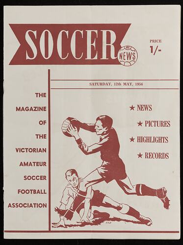 Magazine - 'Soccer News', Victorian Amateur Soccer Football Association, 12 May 1956, Cover