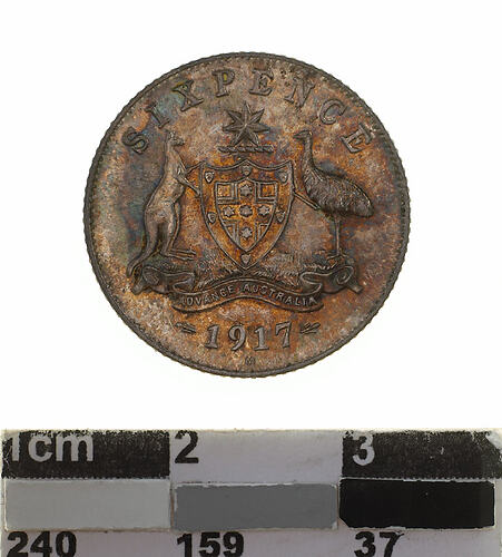 Coin - Sixpence, Australia, 1917, photographed by Museums Victoria