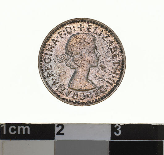 Proof Coin - Threepence, Australia, 1956, photographed by Museums Victoria