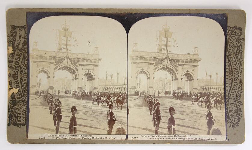 Duke of York Celebrations, Melbourne. Royal Procession Passing Under the Municipal Arch.
