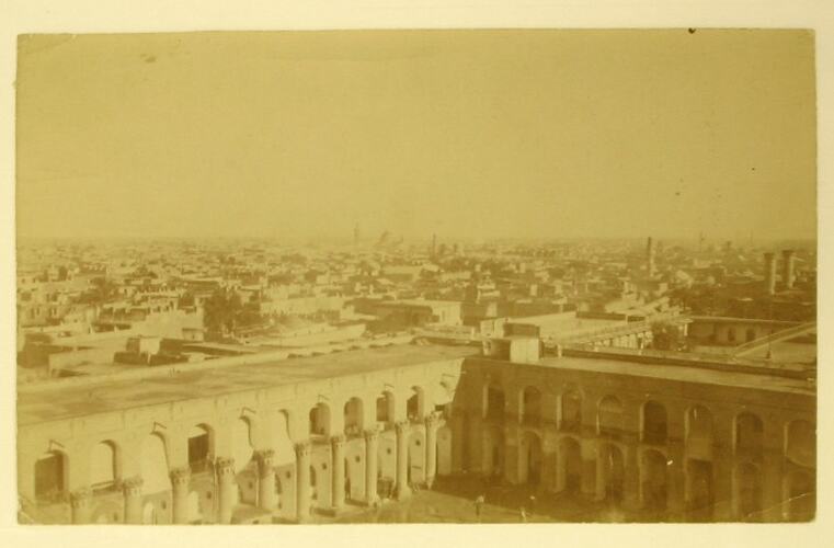 Elevated view of Baghdad buildings.