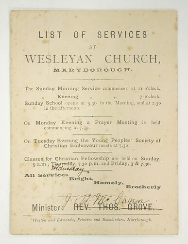 Programme - Wesleyan Church