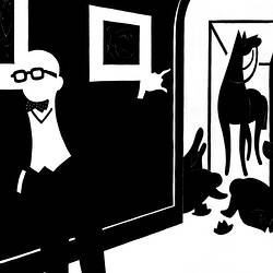 'Gallery Director' or 'This way to Phar Lap' by Eric Thake 1954