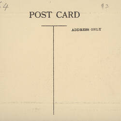 Postcard - Southern Facade, Exhibition Building, Rembrandt Series, Melbourne, circa 1910 (Reverse)