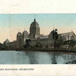 Postcard - Southern Facade, Exhibition Building, Valentine's Series, Melbourne, circa 1909