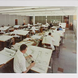 Photograph - Kodak (Australasia) Pty Ltd, , Drafting Section, Engineering Building at Kodak Factory, Coburg, circa 1965