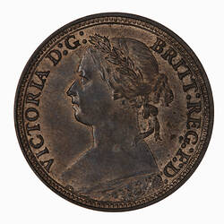 Coin - Farthing, Queen Victoria, Great Britain, 1880 (Obverse)