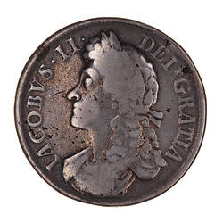Coin - Crown, James II, Great Britain, 1687 (Obverse)