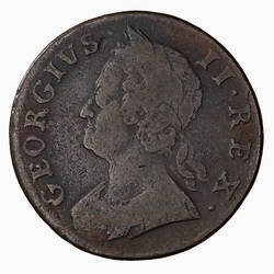 Coin - Halfpenny, George II, Great Britain, 1750 (Obverse)