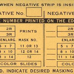 Folder - Kodak, 'Kodacolor Enlargement Masking Guide for Standard 135 Negatives'