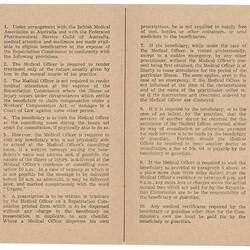 Light brown paper with two columns of printed text.