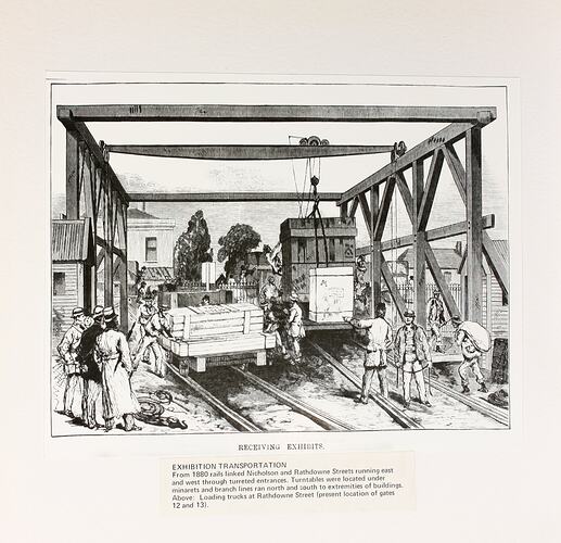 Print - Receiving Exhibits, Exhibition Building, Melbourne, 1880