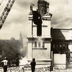 Photograph - Demolition of West Tower of Royale Ballroom, Exhibition Building, Melbourne, 1979