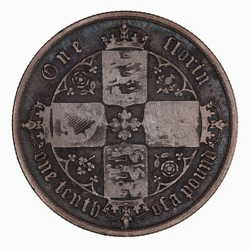 Coin - Florin, Queen Victoria, Great Britain, 1852 (Reverse)