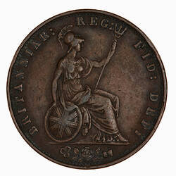 Coin - Halfpenny, Queen Victoria, Great Britain, 1858 (Reverse)
