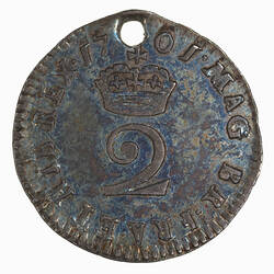 Coin - Twopence, William III, England, Great Britain, 1701 (Reverse)
