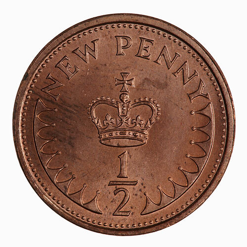 Coin - 1/2 New Penny, Elizabeth II, Great Britain, 1975 (Reverse)