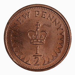 Coin - 1/2 New Penny, Elizabeth II, Great Britain, 1975 (Reverse)