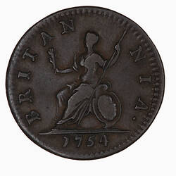 Coin - Farthing, George II, Great Britain, 1754 (Reverse)